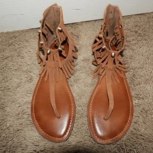 Suede fringe sandals